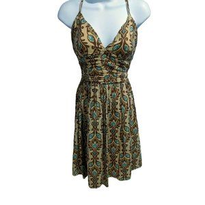 Y Apparel Brown Floral Sleeveless Cotton Dress Size S